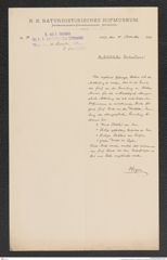 k.k. naturhistorisches Hofmuseum, Intendanzakten 1885-1896 (Hauer), Aktenzahl Z.645/1891, Seite 1